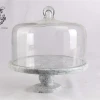 Custom marble and glass Wedding Cake Stand natural stone cake pan and glass dome cover