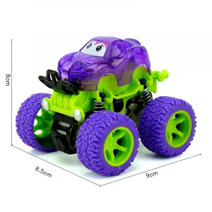 Customizable Mini Luminous 4WD Inertial Stunt Car Toy 360 Rotating Monster Truck