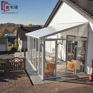 Customized Slant roof aluminum frame sunroom addition panels aluminium glass veranda conservatory green house for sale