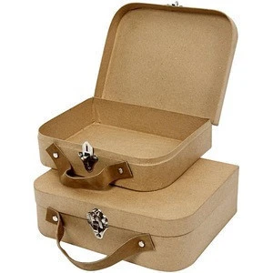 Customized vintage style cardboard suitcase/gift box with lock and handle
