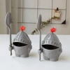 cute household detachable removable cartoon knight soldier shape boiled Egg cup Holder Tray  stand Container with spoon lid