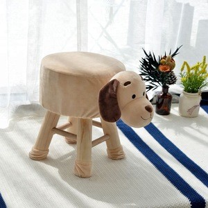Cute Pet Animal Shape Child Chair Wooden Stool Luxury Wooden Footstool Ottoman Children wooden Stool for baby living room