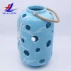DEHUA Ocean Ceramic hurricane lantern with stainless steel handle