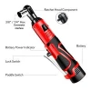 DESHI Large torsion electric ratchet wrench lithium 90-degree right angle rack fast angular electric wrench truss 3/8  1/4 KIT