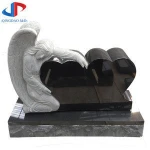 Design Black Granite Angel Heart Engrave Monument Tombstone
