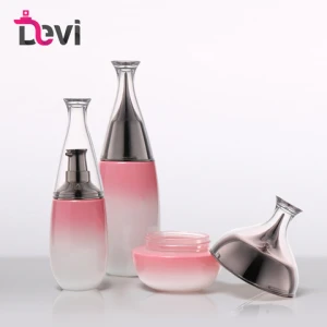 Devi luxury cosmetic glass bottle packaging 50g 100ml 150ml pink lotion bottle pump spray bottle glass cream jar