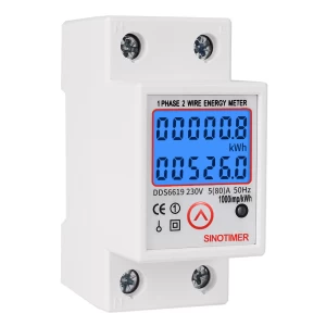 Digital Wattmeter AC 220V 5(80)A Power Energy Meter Din Rail KWH Voltage Current Meter Backlight with Reset Function
