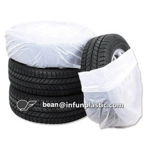 disposable custom pe ldpe clear plastic car spare tire tote storage cover tyre packaging bag with logo