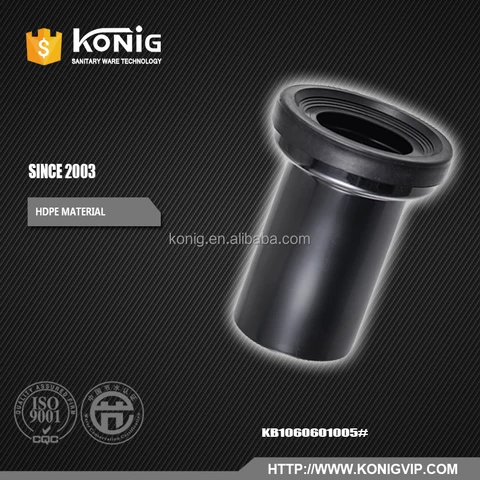 Drainage Drain Pipe with Seal Rubber, Discharge Bend Pipe Plastic HDPE Concealed Cistern Toilet Straight Black