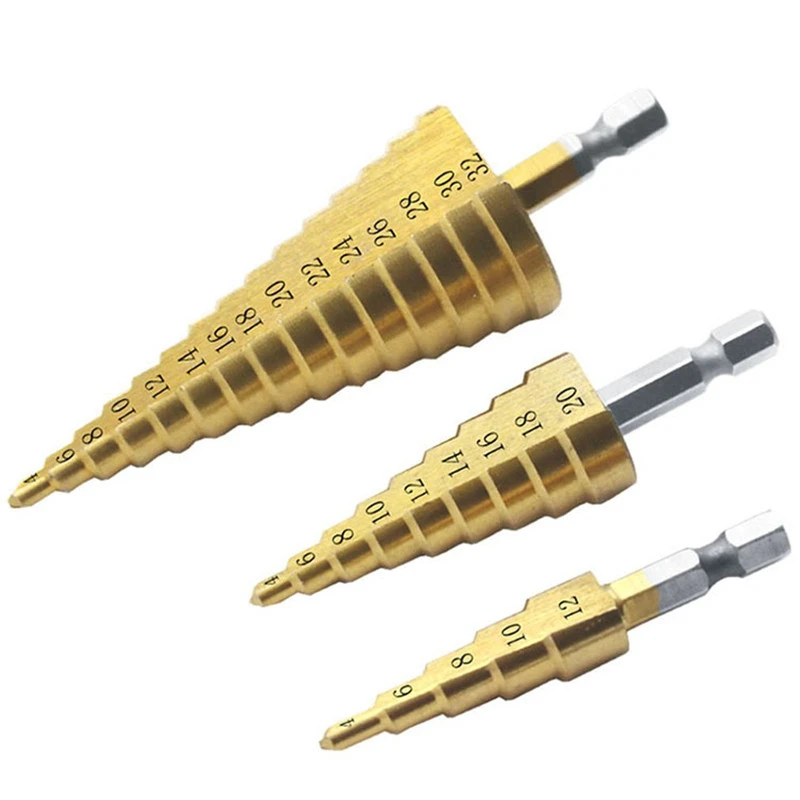 Drills Bit Pagoda Shape Cut Tool Shank Coated Metal Hole Drill Cone Stepped Wood Drilling Stainless Steel High Quality R1472