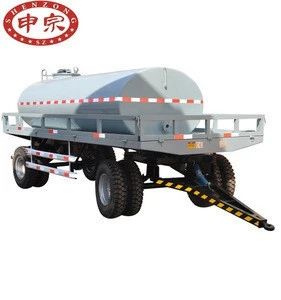 Dual water tank truck trailer 7000 liters on wheels water bowser with pump