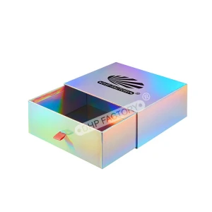 Eco friendly custom printing packaging cardboard drawer gift box with hologram paper