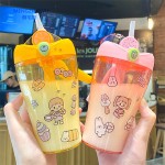 Eco friendly household products plastic sports drink bottle with Stirring straw children kids cute water cup