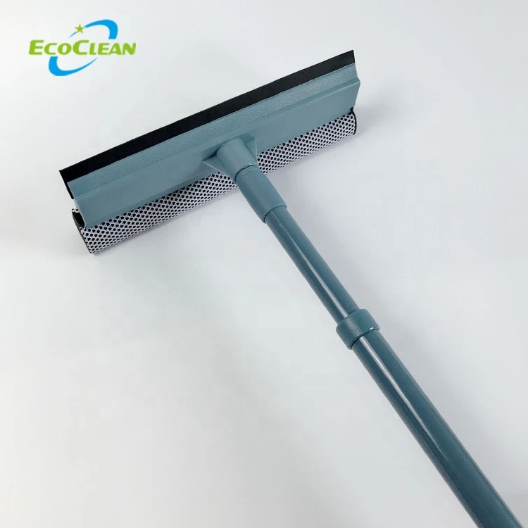 EcoClean China BSCI Telescopic Sponge window brush cleaner window wiper with Rubber blade squeegee