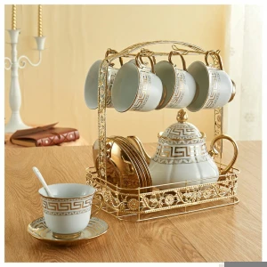 European-Style Ceramic Coffee Cup Set Ceramic Tea Set Tea Cup Coffee Set Modern Living Room Water Cup Color Box Customization