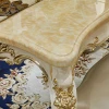 European style marble dining table and chair villa restaurant 6 people rectangular solid wood carved pearl white dining table