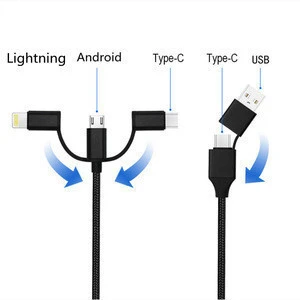 Factory Custom Nylon 5 In 1 Type C Android Quick Charging Data Cable