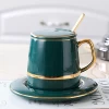 Factory Customized LOGO European Creative Pure Color Afternoon Tea Bone China Coffee Cup and Saucer Set