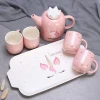 Factory hot sell latest design white ceramic charming coffee tea sets