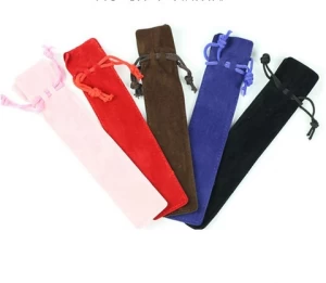 Factory price velvet pen pouch for gift good quality velvet pen pouch holder velvet drawstring bag for pen