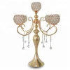 Factory wholesale decorative metal hollow iron glass tall wedding candle holder