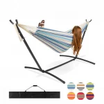 Factory Wholesale Folding Outdoor Hammock with Stand And Canopy Large 2 Person Hammock Stand Beach Swing Hanging Hammock Bed