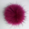 Factory wholesale real raccoon fur balls DIY fur pom poms with snap button 15cm
