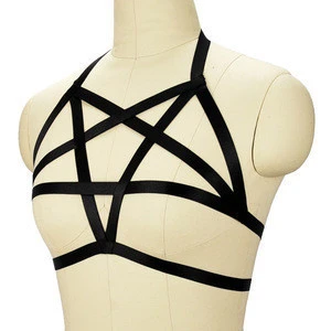Fancy bras Open Breast Pentagram Harness Chest Cage Stylish Sexy Underwear O0462