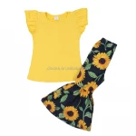 Fashion Floral Girls Clothing Sets Boutique Kids Apparel Ruffle Baby Girls Clothing Sets