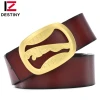 Fashion Gold Copper buckle Leopard Waist Strap Famous Brand Designer Luxury Men Real Genuine Leather Belt