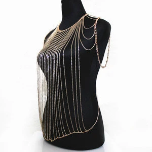 Fashion Multi Layer Body Jewelry Making Supplies Sexy Bikini Shoulder Chain Tassels Body Chain Necklace Jewelry