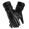 Fashion Pastel Cozy Pleat Cuff Winter Touch Screen Gloves Leather Gloves For Ladies