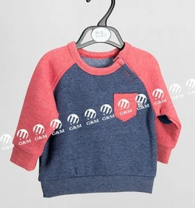 Fashion unisex baby printing sweater with elbow patch design