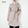 Fashion Water ripple double-sided woolen cloth cashmere coat womens autumn and winter new woolen coat factory direct sales