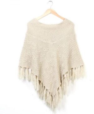 fashion Women Loose Plus size Hollow Cape Poncho Coat Knitted Tops Shawl Coat