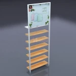 Floor standing modern wooden shop clothes display rack for kids