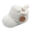 Fluffy Soft Touch Infant Baby Winter Shoes Socks Boots LOW MOQ Cheap Fleece Plush Plain White Baby Shoes