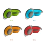 Foldable Silicone Colander Fruit Vegetable Washing Basket Strainer Collapsible Drainer With Handle Kitchen Tools