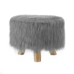 Foot rest 13" Gray Faux Fur Stool / ottoman