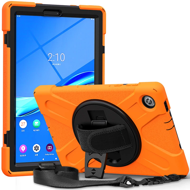 For Lenovo M10 plus TB-X606F/606X Shockproof Protective Cover Case with Pencil Slot &amp; Hand Strap &amp; Shoulder Strap
