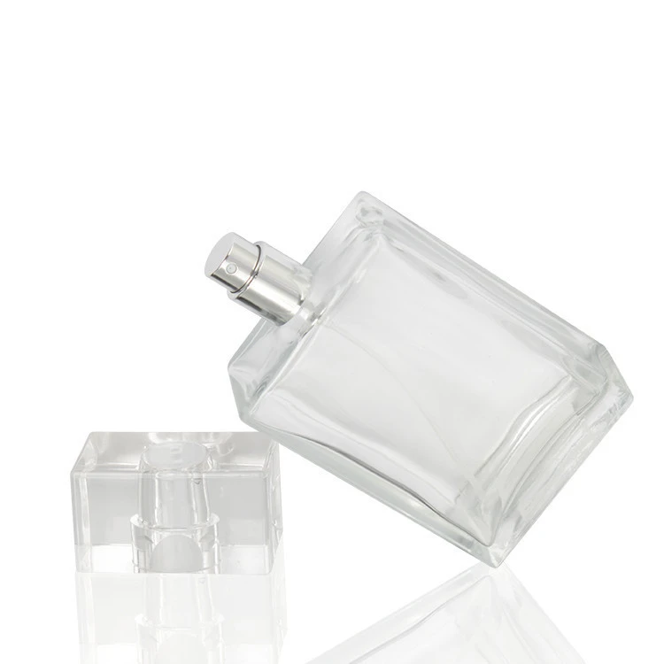 Free Sample Luxury Woman 100ML  Square Spray Glass Perfume Bottle 100 ml Wholesale
