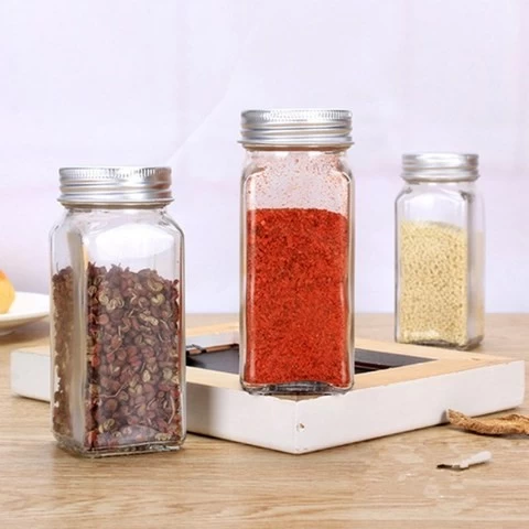 Free Sample Square Clear Salt and Pepper Shaker 100ml Glass Spice Jar 4oz