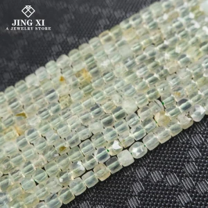 Gemstone Beads Loose Gemstone Prehnite Rough Prehnite Beads Cube Stone Faceted Gemstone Necklace Jewelry