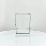 Glass Picture Photo Frame Transparent with Iron Easel Factory Wholesale Simple Electroplating Golden Aluminum Customized 4 Color