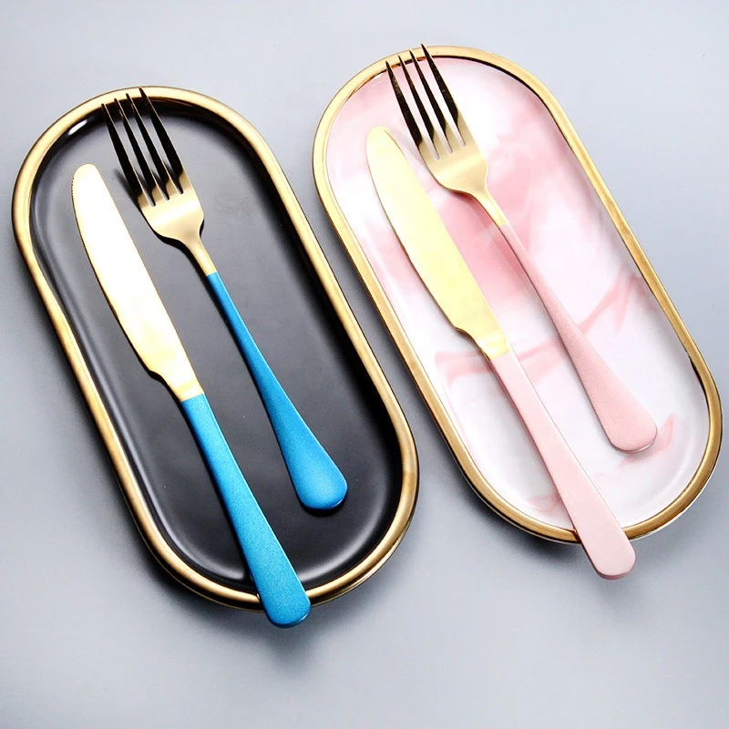gold plated flatware wholesale  gold cutlery set stainless steel silverware black silverware