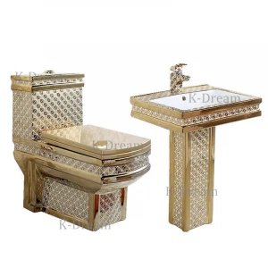 Gold plated toilet ,KD-10GPA , king one piece ceramic sanitary ware toilet wc water closet