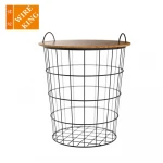 gold square big nesting wire metal side storage basket bedroom balcony corner round tea table PP tray concrete coffee table