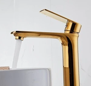 Golden Decked Mounted Basin Bathroom Mixers Faucets Taps Supplier