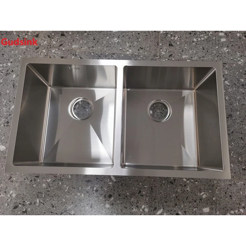 Gudsink 10046 handmade double bowl wash basin drainboard sink stainless steel kitchen sinks