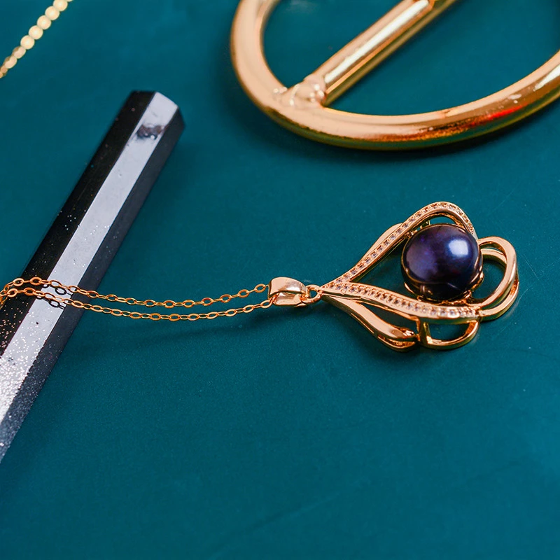 Haiyang collar de perlas naturales hawaiian black pearl necklace 14k gold chain with pearl